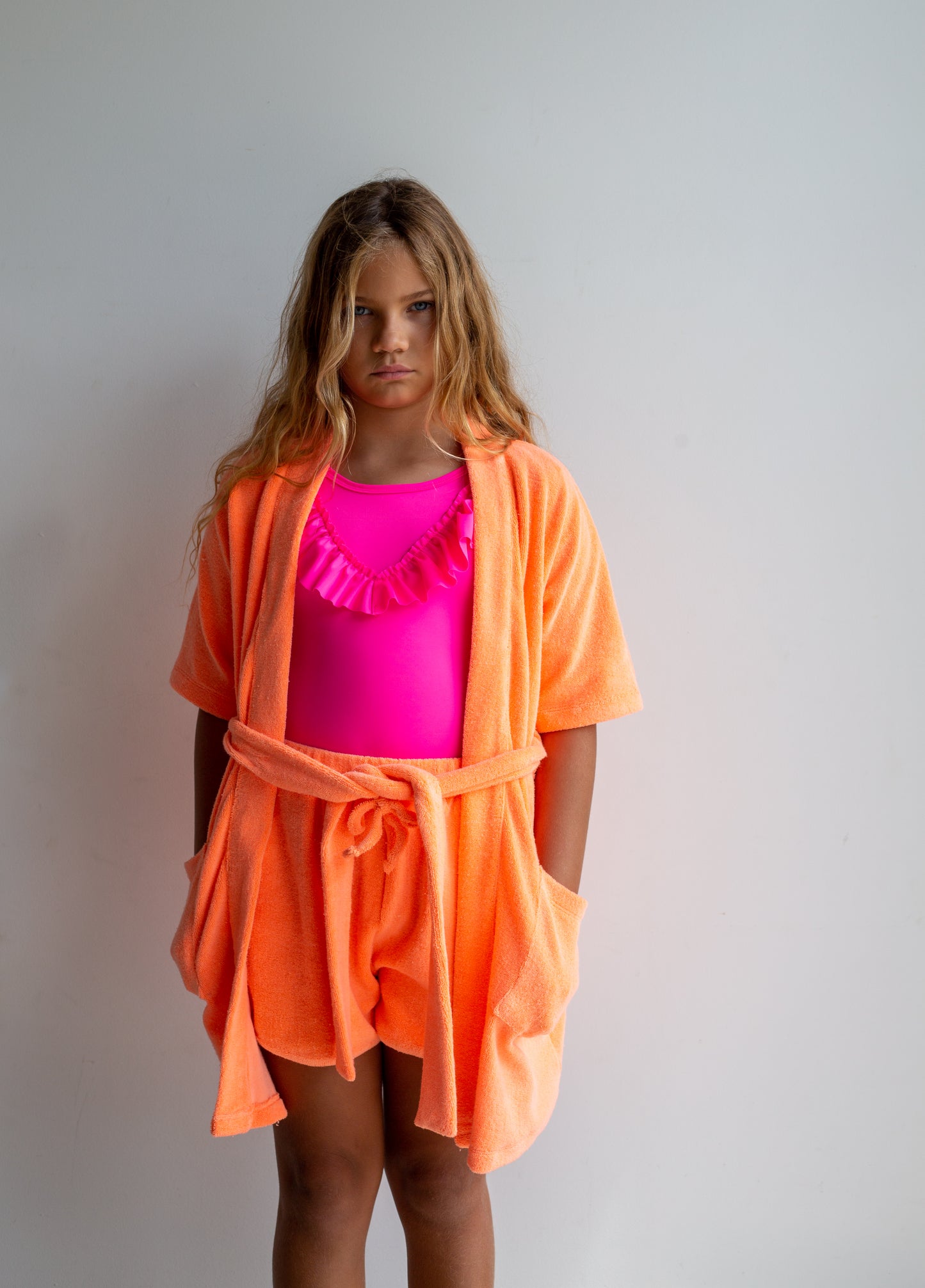 Sunday Terry Beach Robe - Neon Orange