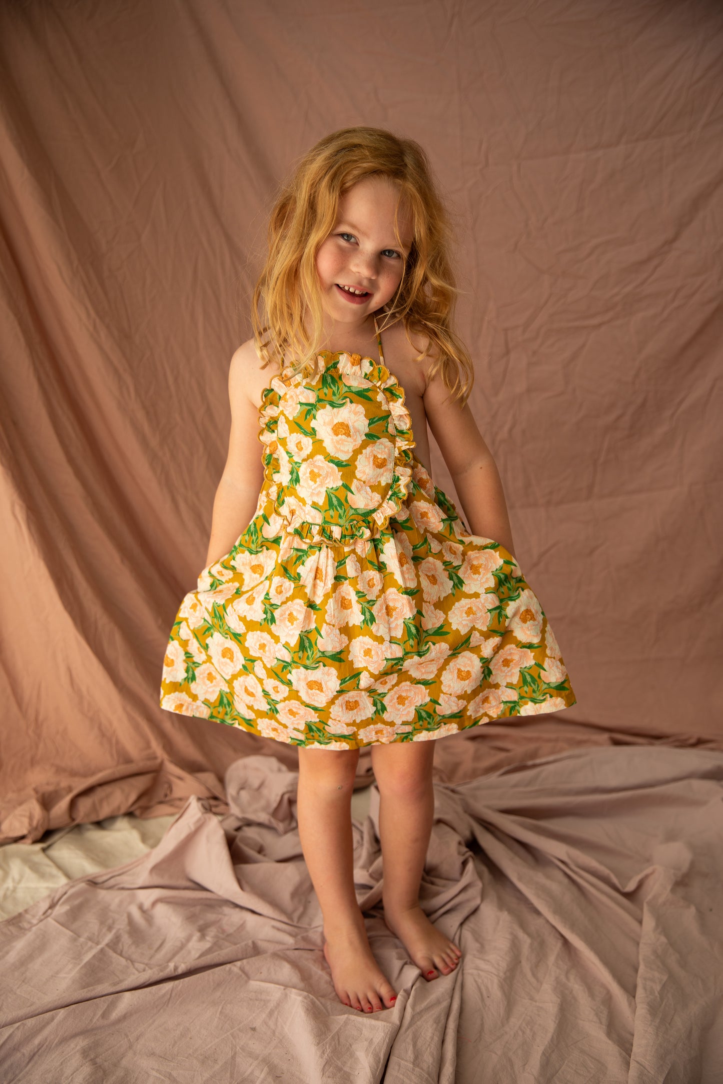 Evie Dress-Soirée Bouquet Honey Mustard