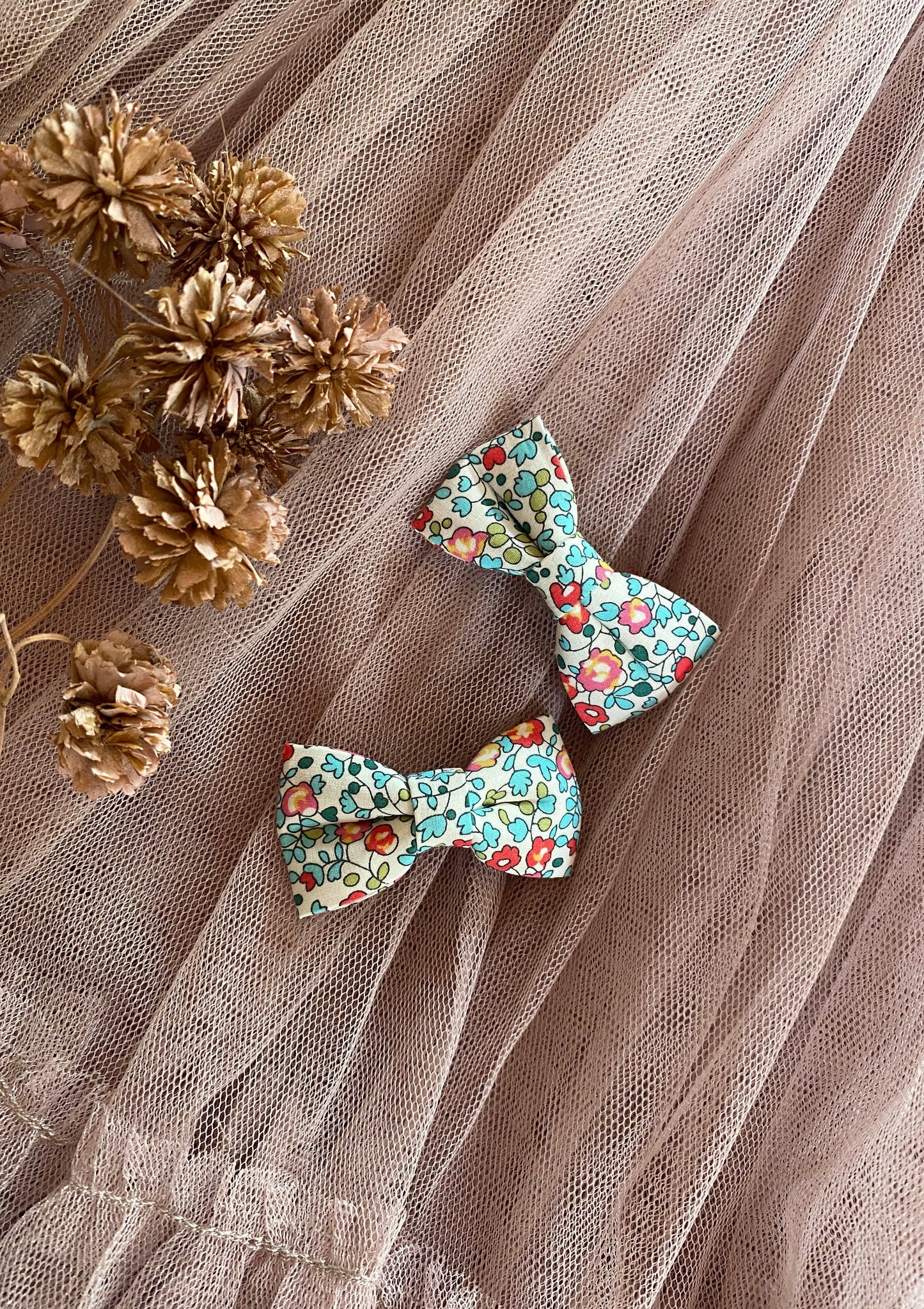 Bow Clips - Liberty Eloise Turquoise/Red