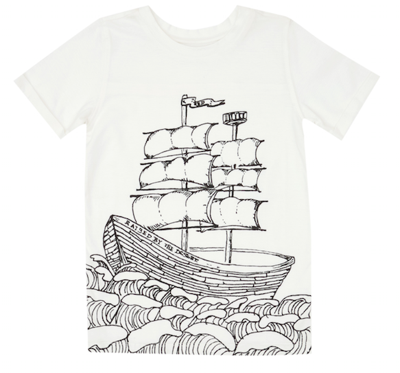 Lochie T-Shirt -Outline Ship Off White