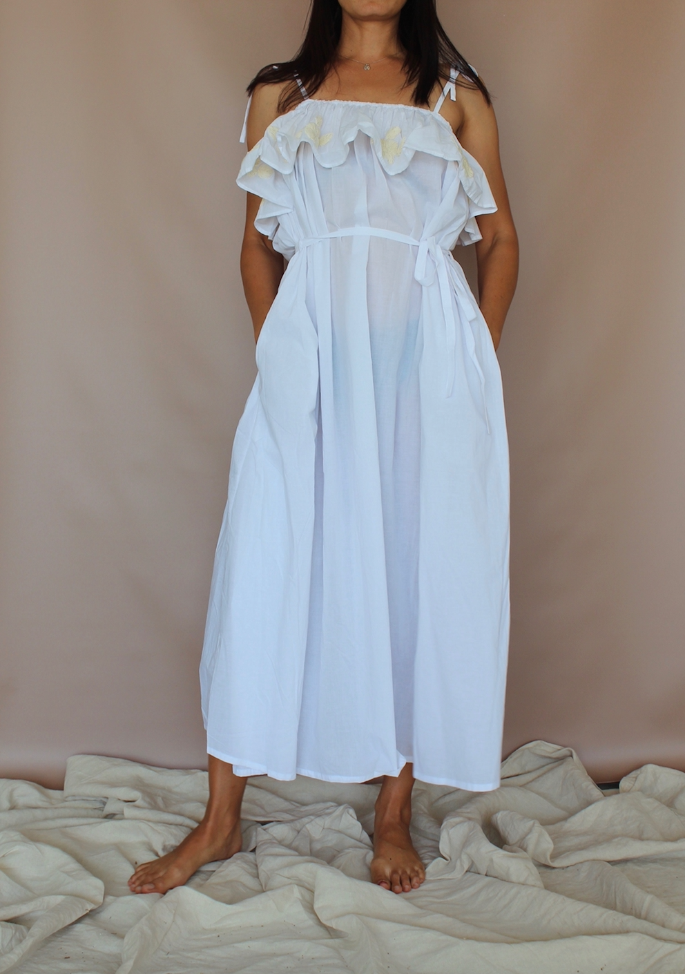 Kauai Emb Dress - Crystal White