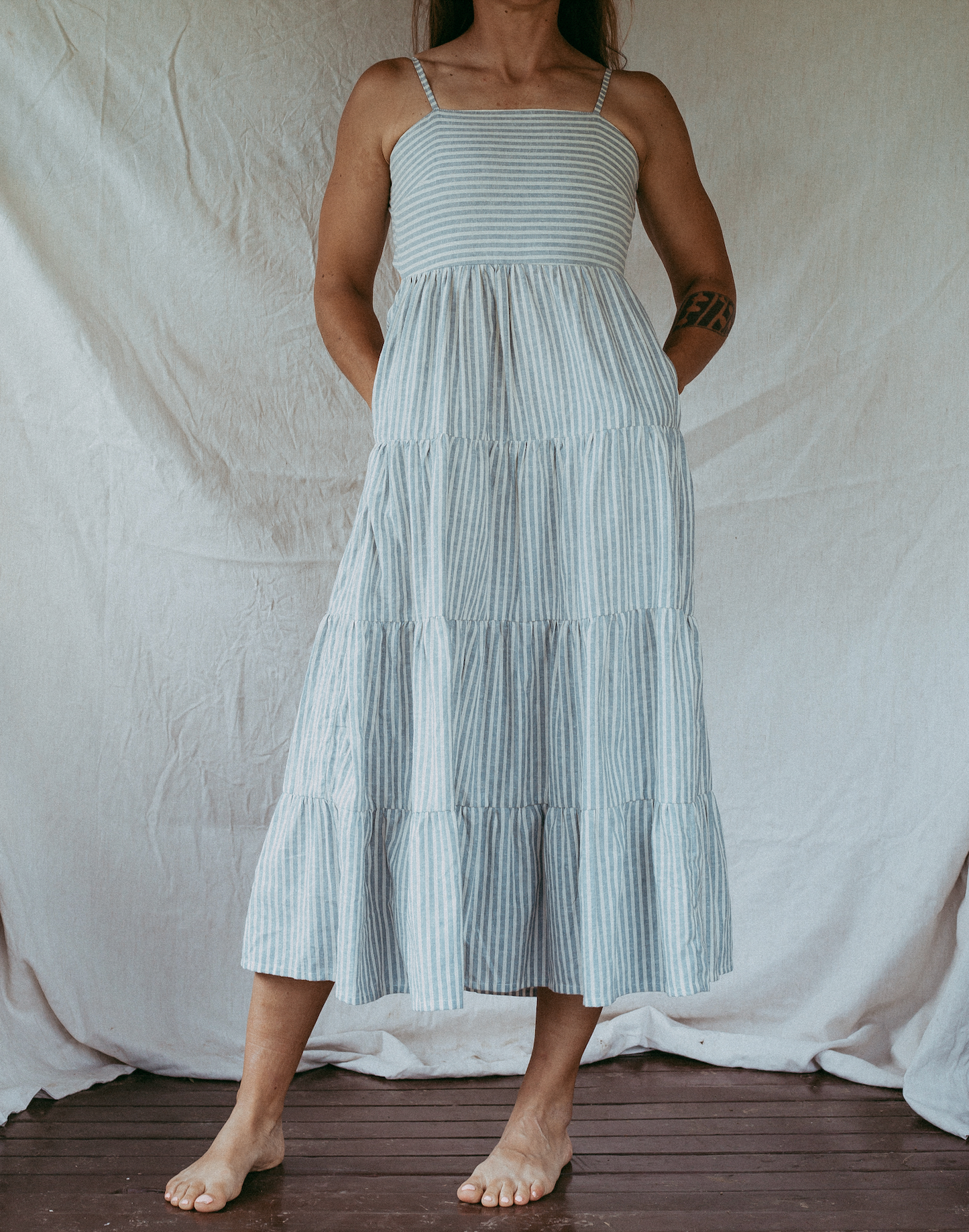 Laura Dress - Stripe Linen
